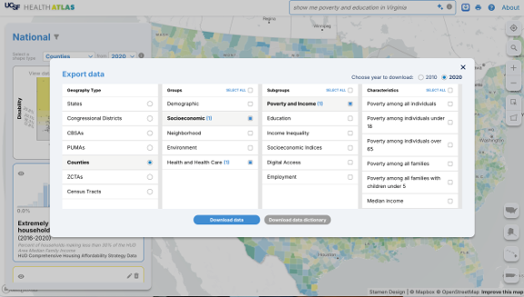 Screenshot of the UCSF Health Atlas